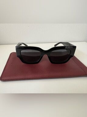 Jimmy Choo Black Rectangular Women's Sunglasses with Dark Lenses